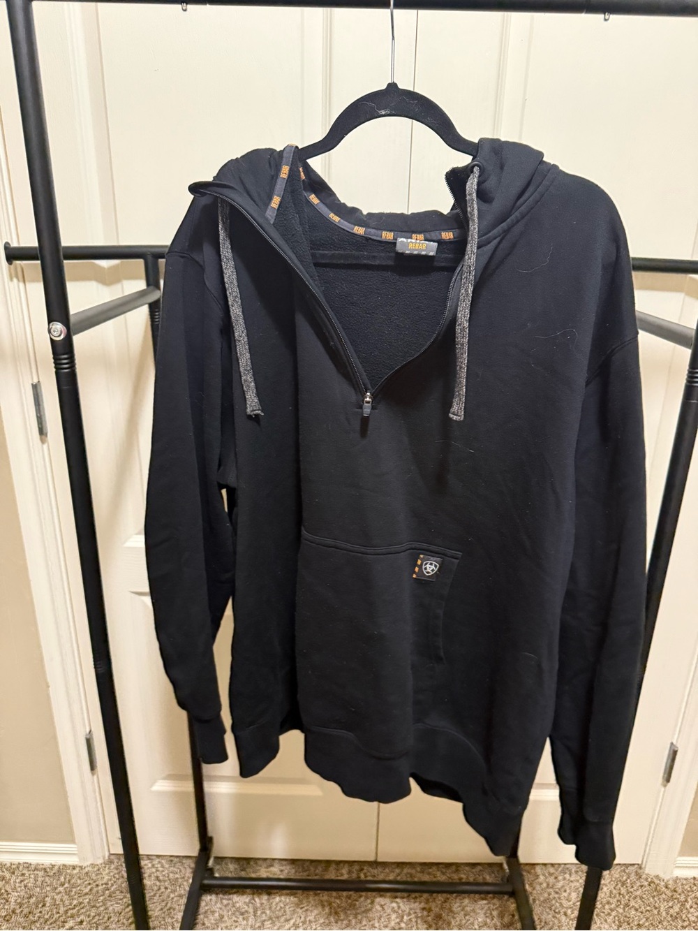 Ariat Men's Black Half-Zip Hoodie with Kangaroo Pocket